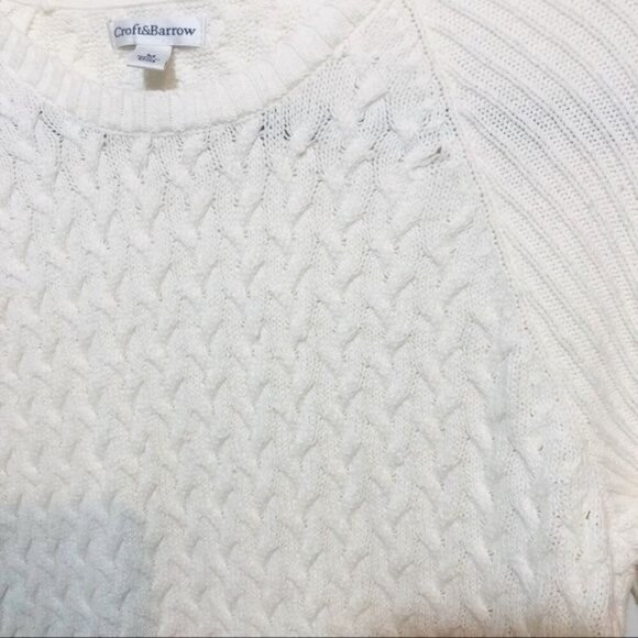 Croft and Barrow Women's Cable Knit Cotton Sweater Cream Size M - Picture 3 of 7
